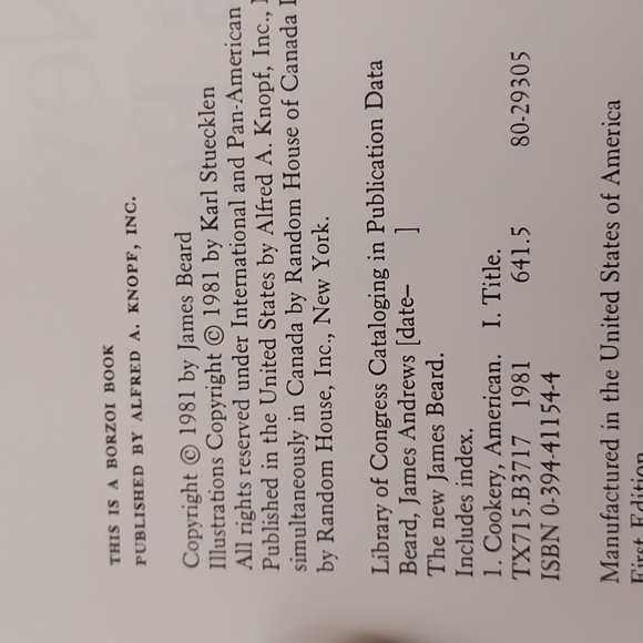 First Edition James Beard Cookbook - Picture 5 of 9